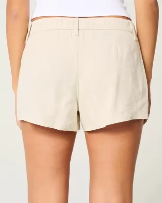 Hollister Livvy Shorts in misto lino a vita bassa da 3″