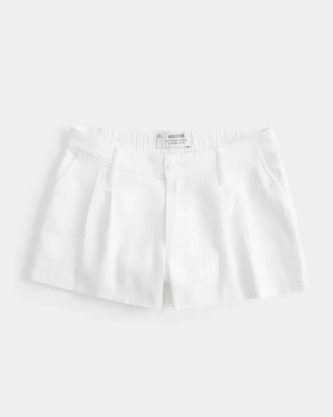 Hollister Livvy Shorts in misto lino a vita bassa da 3″