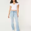 Jeans a vita media Curvy con lavaggio chiaro
