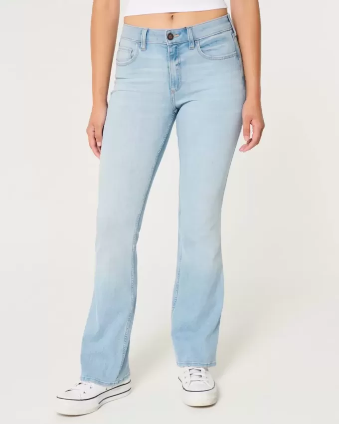 Jeans a vita media Curvy con lavaggio chiaro