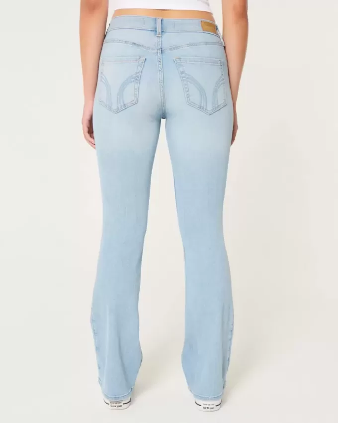 Jeans a vita media Curvy con lavaggio chiaro