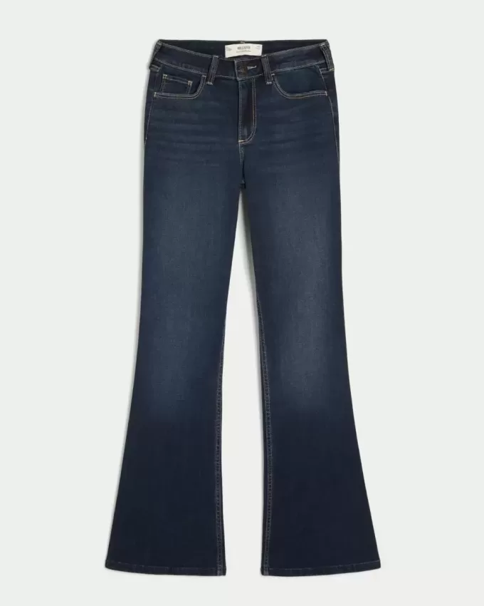 Jeans a vita media Curvy con lavaggio scuro