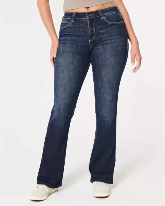 Jeans a vita media Curvy con lavaggio scuro