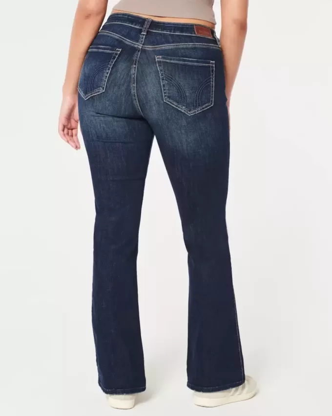 Jeans a vita media Curvy con lavaggio scuro