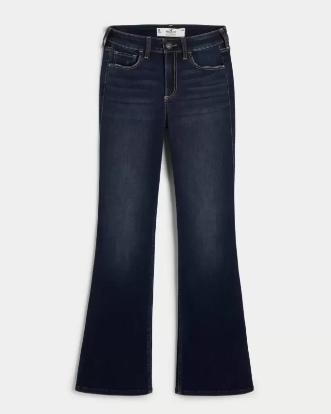 Jeans a vita media Curvy con lavaggio scuro