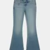 Jeans a zampa a lavaggio medio e vita ultra bassa