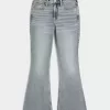 Jeans a zampa a vita alta con lavaggio medio