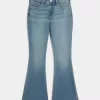 Jeans a zampa a vita alta con lavaggio medio