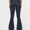 Jeans a zampa a vita alta con lavaggio scuro