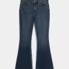 Jeans a zampa a vita alta con lavaggio scuro