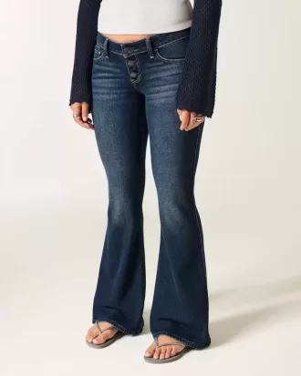 Jeans a zampa a vita bassissima lavaggio scuro