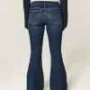 Jeans a zampa a vita bassissima lavaggio scuro