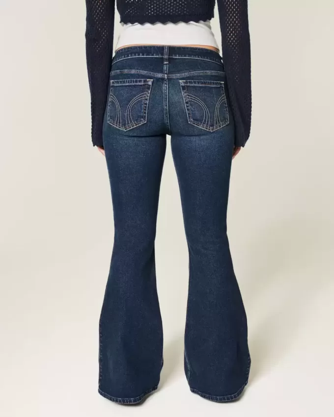 Jeans a zampa a vita bassissima lavaggio scuro