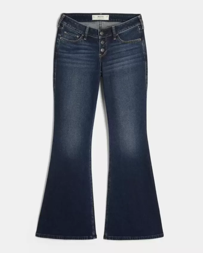 Jeans a zampa a vita bassissima lavaggio scuro