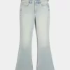 Jeans a zampa con tasche a stella e lavaggio chiaro a vita alta