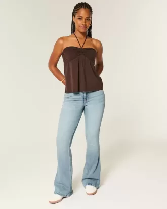 Jeans a zampa curvy a vita alta e lavaggio medio
