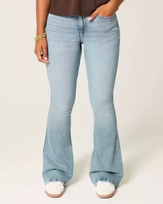 Jeans a zampa curvy a vita alta e lavaggio medio