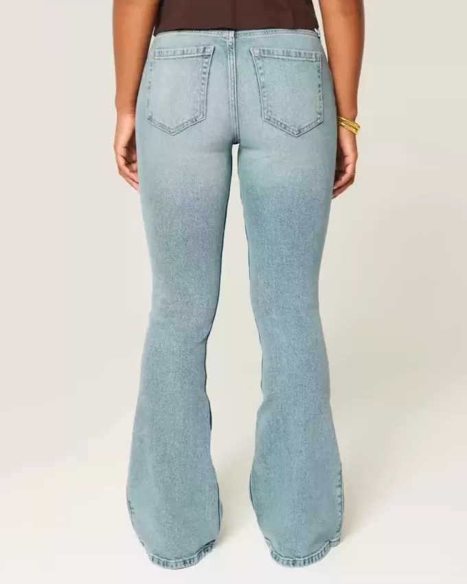Jeans a zampa curvy a vita alta e lavaggio medio