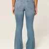 Jeans a zampa curvy a vita alta e lavaggio medio