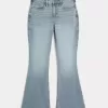 Jeans a zampa curvy a vita alta e lavaggio medio
