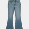 Jeans a zampa curvy a vita alta e lavaggio medio