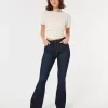 Jeans a zampa curvy a vita alta e lavaggio scuro