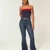Jeans a zampa curvy a vita alta e lavaggio scuro