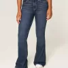 Jeans a zampa curvy a vita alta e lavaggio scuro