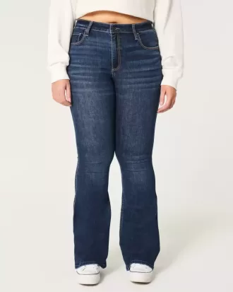 Jeans a zampa curvy a vita alta e lavaggio scuro