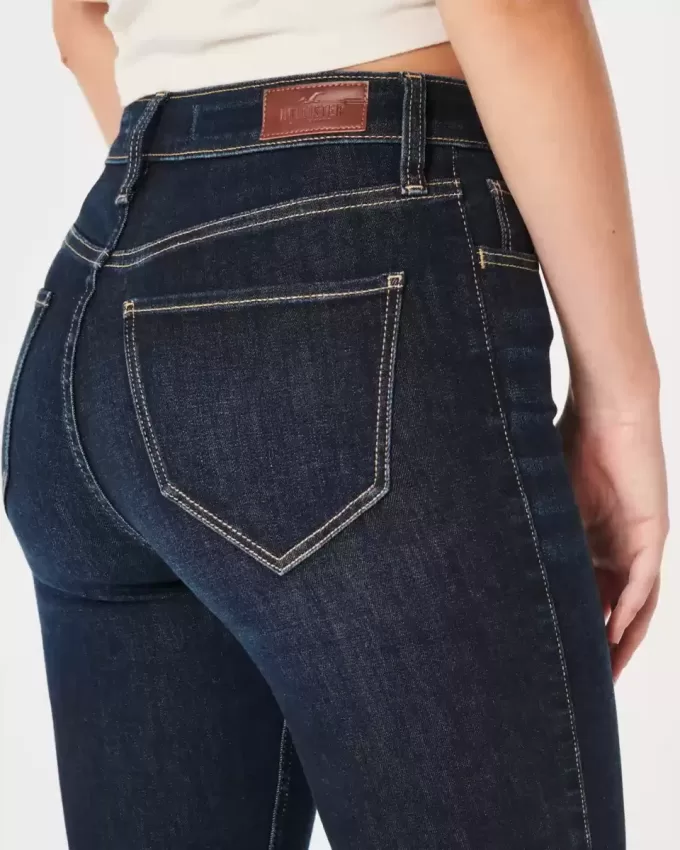 Jeans a zampa curvy a vita alta e lavaggio scuro