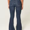 Jeans a zampa curvy a vita alta e lavaggio scuro