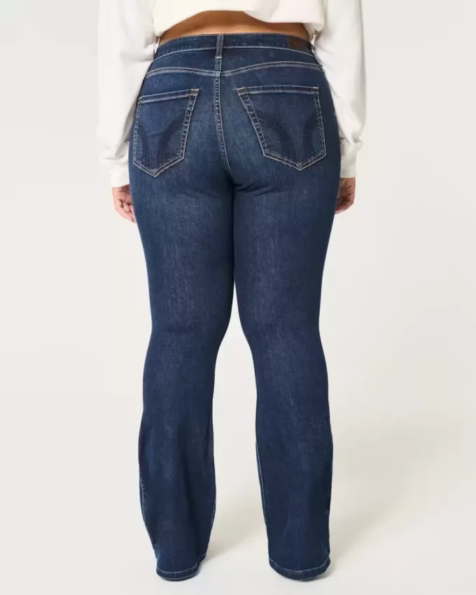Jeans a zampa curvy a vita alta e lavaggio scuro