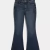 Jeans a zampa curvy a vita alta e lavaggio scuro
