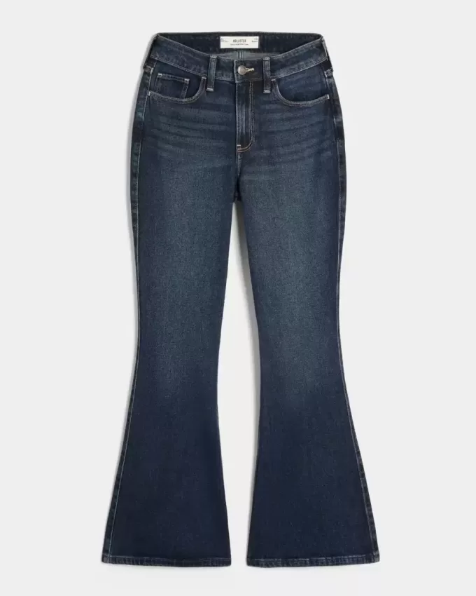 Jeans a zampa curvy a vita alta e lavaggio scuro