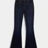 Jeans a zampa curvy a vita alta e lavaggio scuro