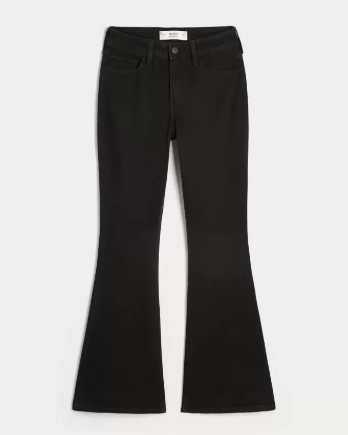 Jeans a zampa neri a vita alta