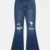 Jeans a zampa strappati a vita alta con lavaggio medio