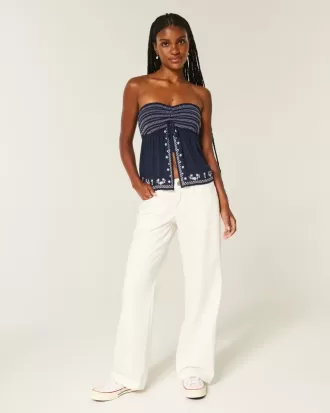 Jeans bianchi larghi a vita bassa