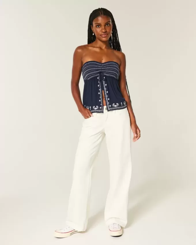 Jeans bianchi larghi a vita bassa