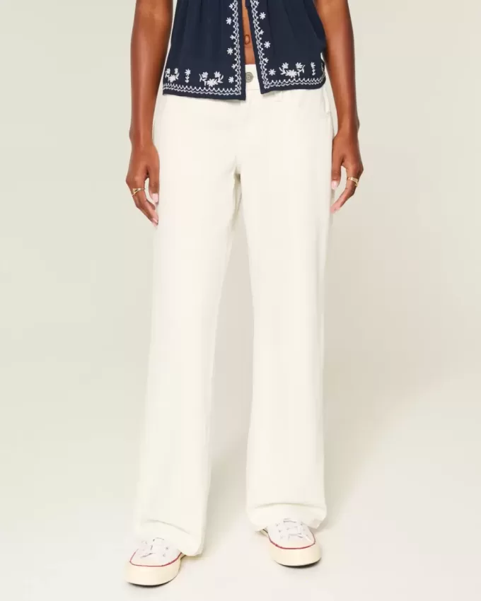 Jeans bianchi larghi a vita bassa