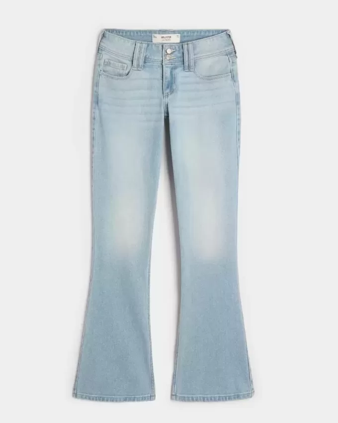 Jeans bootcut a vita bassa con lavaggio chiaro