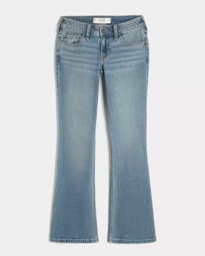 Jeans bootcut a vita bassa con lavaggio medio