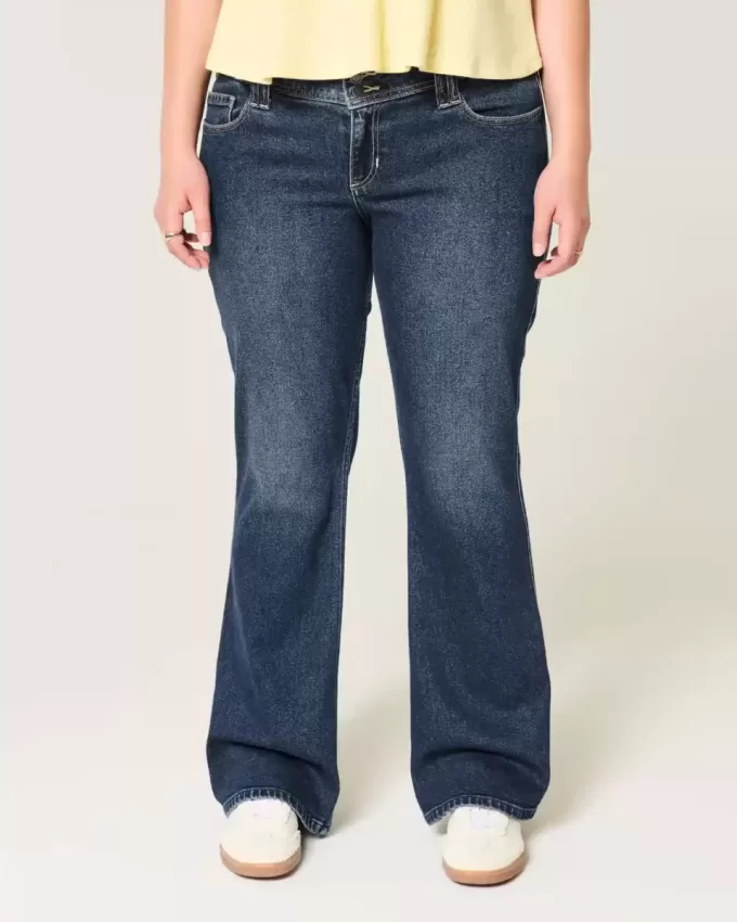 Jeans bootcut a vita bassa con lavaggio scuro Jeans bootcut a vita bassa con lavaggio scuro