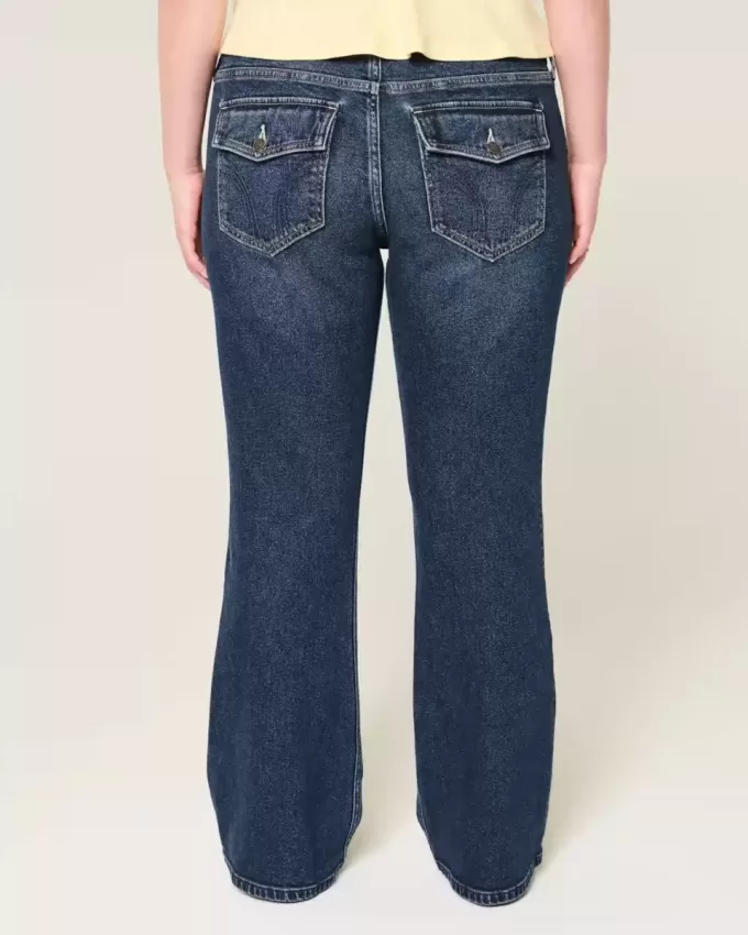Jeans bootcut a vita bassa con lavaggio scuro Jeans bootcut a vita bassa con lavaggio scuro