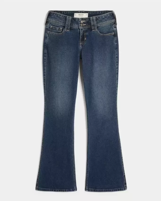 Jeans bootcut a vita bassa con lavaggio scuro Jeans bootcut a vita bassa con lavaggio scuro