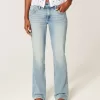 Jeans bootcut a vita bassa con ricamo a farfalla e lavaggio medio