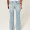 Jeans bootcut a vita bassa con ricamo a farfalla e lavaggio medio