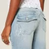 Jeans bootcut a vita bassa con ricamo a farfalla e lavaggio medio