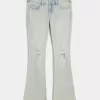 Jeans bootcut a vita bassa con strappi e lavaggio chiaro Jeans bootcut a vita bassa con strappi e lavaggio chiaro