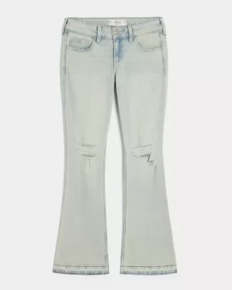 Jeans bootcut a vita bassa con strappi e lavaggio chiaro